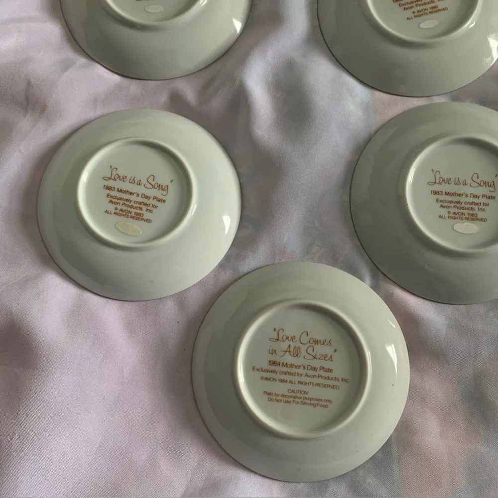 Avon Mother’s Day Collectible Porcelain Plates Set of 7 Children Illustrations